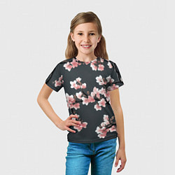 Футболка детская Цветущее дерево на темном фоне, цвет: 3D-принт — фото 2