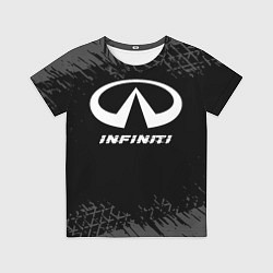 Детская футболка Infiniti speed на темном фоне со следами шин