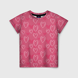 Детская футболка Нарисованные сердца паттерн
