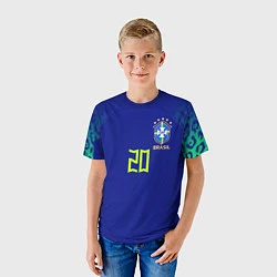 Футболка детская Винисиус Жуниор ЧМ 2022 сборная Бразилии гостевая, цвет: 3D-принт — фото 2