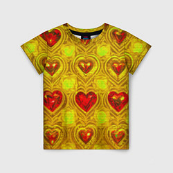 Детская футболка Узор рубиновые сердца