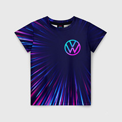 Футболка детская Volkswagen neon speed lines, цвет: 3D-принт