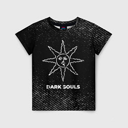 Футболка детская Dark Souls с потертостями на темном фоне, цвет: 3D-принт