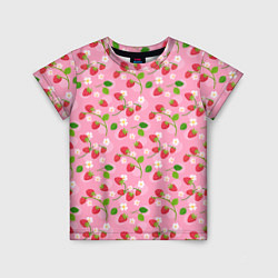 Детская футболка Паттерн земляника и цветы