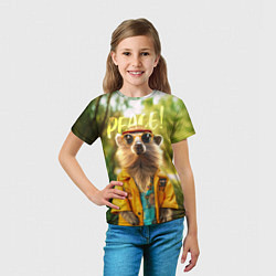 Футболка детская Peace - хиппи квокка короткохвостый кенгуру, цвет: 3D-принт — фото 2