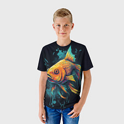 Футболка детская Золотая рыбка: арт нейросети, цвет: 3D-принт — фото 2