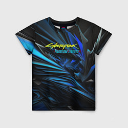 Футболка детская Cyberpunk 2077 phantom liberty blue logo, цвет: 3D-принт