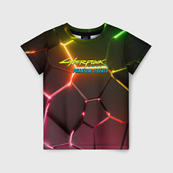 Детская футболка Cyberpunk 2077 phantom liberty logo neon