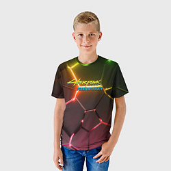 Футболка детская Cyberpunk 2077 phantom liberty logo neon, цвет: 3D-принт — фото 2