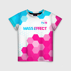 Детская футболка Mass Effect neon gradient style: символ сверху