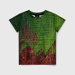Детская футболка Зелёная и бордовая текстура