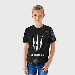 Футболка детская The Witcher glitch на темном фоне, цвет: 3D-принт — фото 2