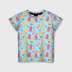 Детская футболка Разноцветные эскимо, паттерн