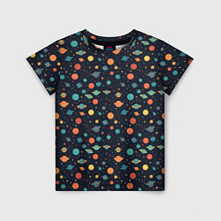 Детская футболка Темный космос с планетами паттерн