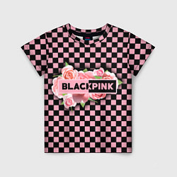 Детская футболка Blackpink logo roses