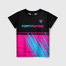 Детская футболка Poppy Playtime - neon gradient: символ сверху