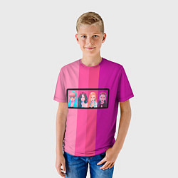 Футболка детская Группа Black pink на фоне оттенков розового, цвет: 3D-принт — фото 2