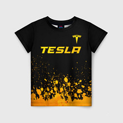 Детская футболка Tesla - gold gradient: символ сверху