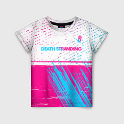 Футболка детская Death Stranding neon gradient style: символ сверху, цвет: 3D-принт