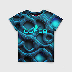 Детская футболка CS GO blue neon logo