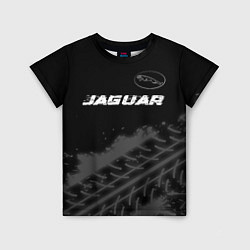 Футболка детская Jaguar speed на темном фоне со следами шин: символ, цвет: 3D-принт