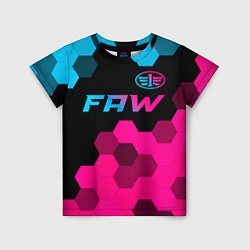 Футболка детская FAW - neon gradient: символ сверху, цвет: 3D-принт