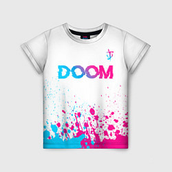 Детская футболка Doom neon gradient style: символ сверху