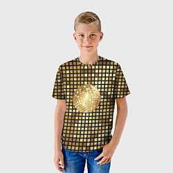 Футболка детская Золотой диско шар и золотая мозаика, цвет: 3D-принт — фото 2