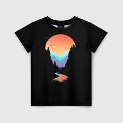 Детская футболка Неоновое солнце SynthWave