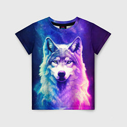 Детская футболка Волк космический