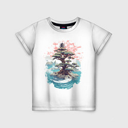 Детская футболка Японское дерево и пагода в море