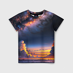 Детская футболка Млечный путь и облака на закате
