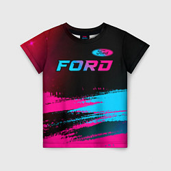 Детская футболка Ford - neon gradient: символ сверху