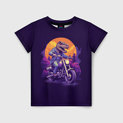 Детская футболка Динозавр на мотоцикле
