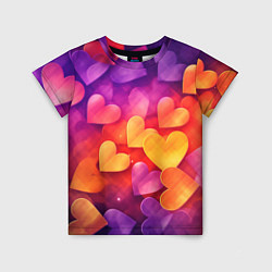 Детская футболка Разноцветные сердечки