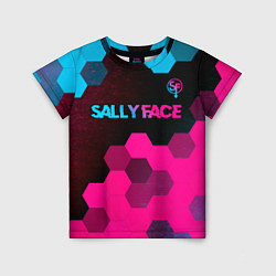 Детская футболка Sally Face - neon gradient: символ сверху