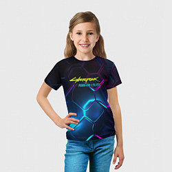 Футболка детская Neon cyberpunk logo, цвет: 3D-принт — фото 2
