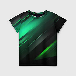 Футболка детская Black green abstract, цвет: 3D-принт