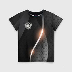 Детская футболка Герб России на темном фоне