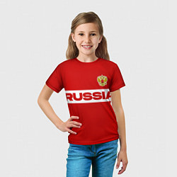Футболка детская Russia - красно-белый, цвет: 3D-принт — фото 2