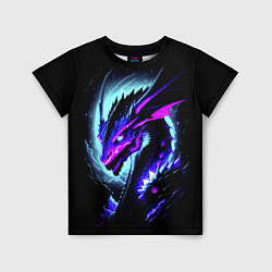 Детская футболка Морда дракона - неоновое свечение