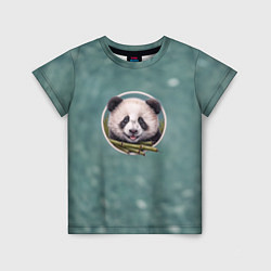 Детская футболка Милая мордочка панды с бамбуком