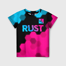 Детская футболка Rust - neon gradient: символ сверху