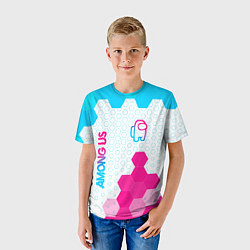 Футболка детская Among Us neon gradient style: надпись, символ, цвет: 3D-принт — фото 2