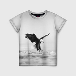 Детская футболка Орёл в облаках черно-белый