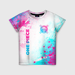 Детская футболка One Piece neon gradient style: надпись, символ