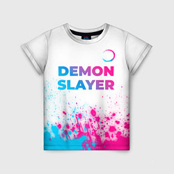 Футболка детская Demon Slayer neon gradient style: символ сверху, цвет: 3D-принт