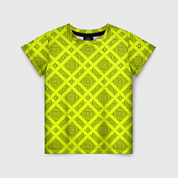 Детская футболка Черный геометрический орнамент на желтом фоне