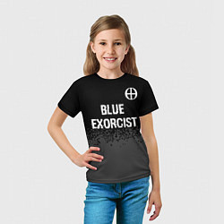 Футболка детская Blue Exorcist glitch на темном фоне: символ сверху, цвет: 3D-принт — фото 2