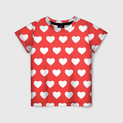 Детская футболка Сердечки на красном фоне